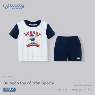 6m-4y| Bubaby Bộ ngắn tay cổ trong Sporty SCT1304SP cao cấp cho bé chất liệu mềm mại thoáng mát an toàn cho da