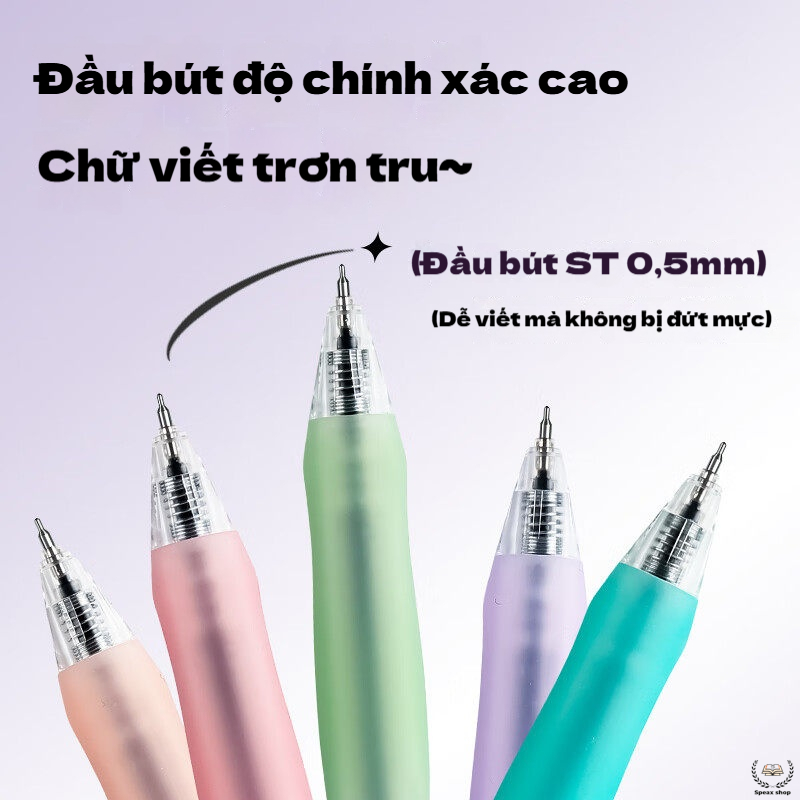Deli Bút Gel Bấm 0.5mm ST Tip – Mực Khô Nhanh, Viết Êm Trơn, Thân Bút Màu Sắc Trẻ Trung 5 Cây/Hộp
