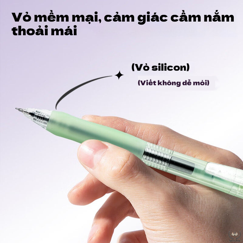 Deli Bút Gel Bấm 0.5mm ST Tip – Mực Khô Nhanh, Viết Êm Trơn, Thân Bút Màu Sắc Trẻ Trung 5 Cây/Hộp