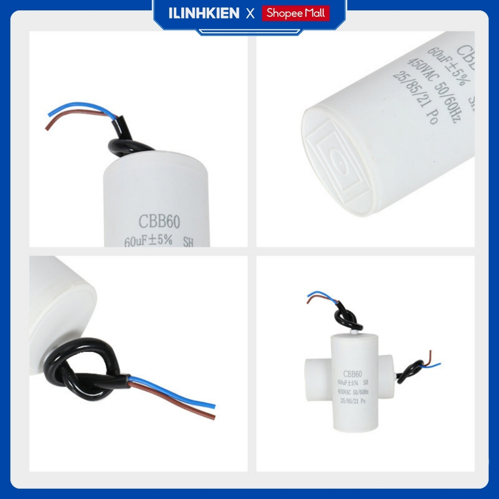 Tụ điện động cơ máy bơm CBB60 đầy đủ giá trị 4uf - 35uf chất lượng cao iLinhkien