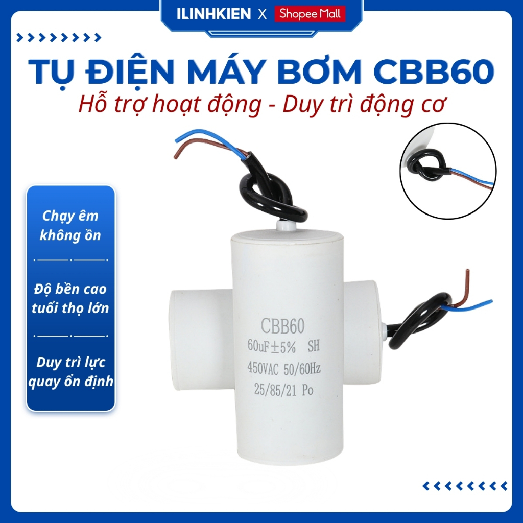 Tụ điện động cơ máy bơm CBB60 đầy đủ giá trị 4uf - 35uf chất lượng cao iLinhkien