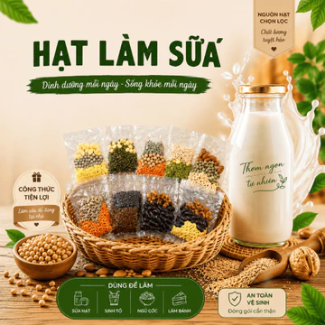 [SET 5-30 NGÀY] Hạt làm sữa hạt, mix hạt dinh dưỡng hữu cơ, tiện lợi mỗi ngày, hạt sạch, date mới