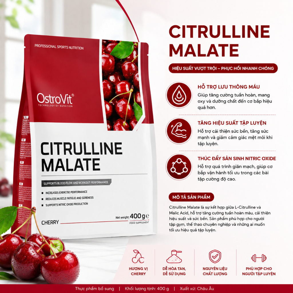 OSTROVIT CITRULLINE -  PUMP CƠ TRONG TẬP LUYỆN (400 GRAMS)