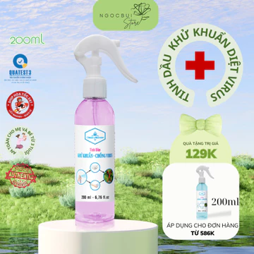 Bình xịt khử khuẩn rửa tay khô tinh dầu sả chanh Thảo Nguyên chính hãng 200ml