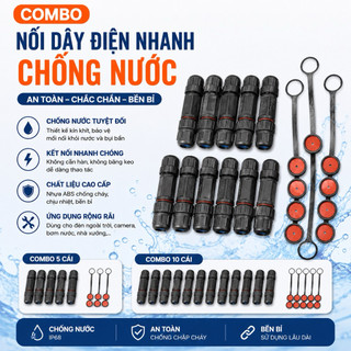 Combo 5 / 10 Cái Đầu Nối Dây Điện Nhanh Chống Nước – Jack Nối Điện Kín Nước IP68
