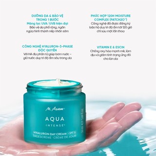 Kem dưỡng chống nắng căng bóng và trẻ hóa ban ngày SPF15 M.Asam AQUA INTENSE Hyaluron Day Cream SPF 15 50ml