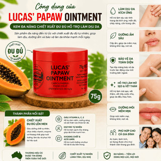 Kem đa năng Lucas Papaw Ointment chiết xuất đu đủ hỗ trợ làm dịu da hộp 75g
