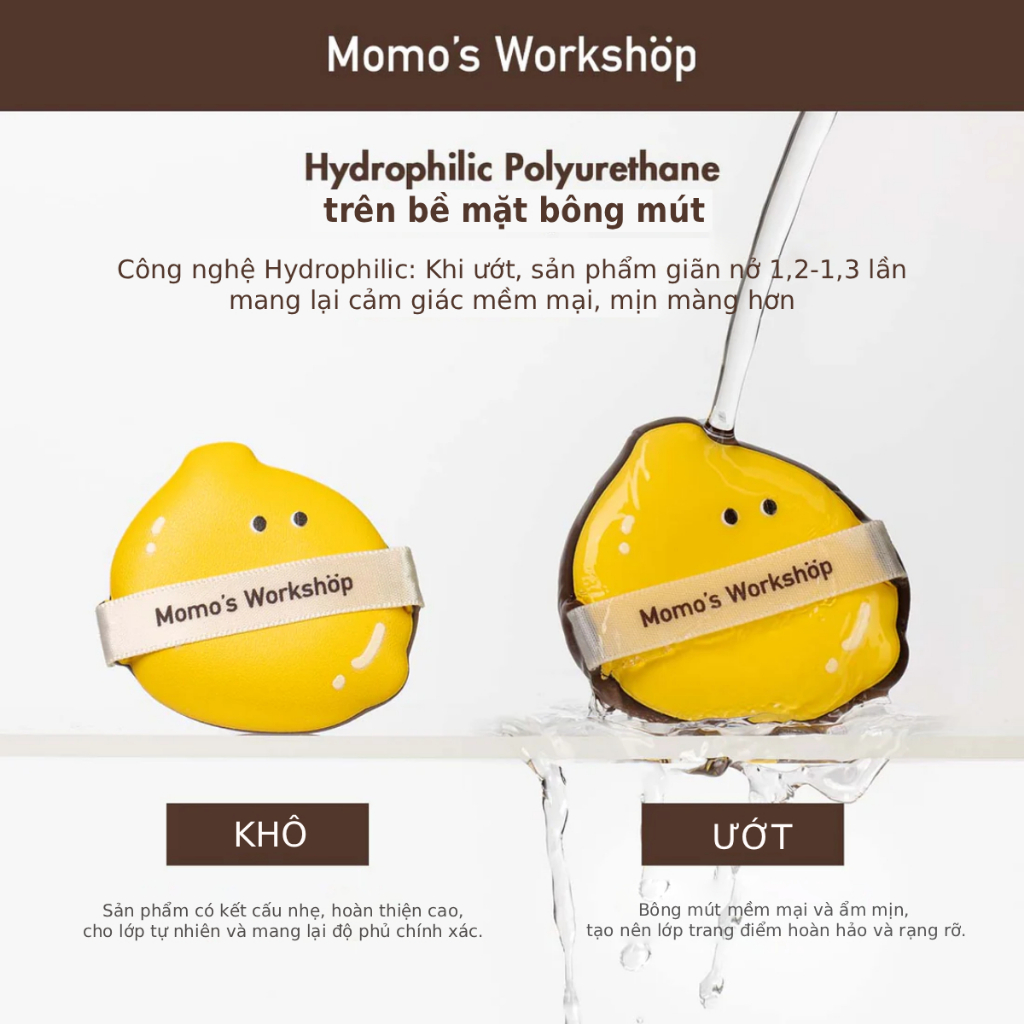 Bông Mút Tán Nền Thiết Kế Quả Siêu Mềm Mại Momo's Workshop Bento Buddies Geego All-Weather Puff - Lemon (2pcs)
