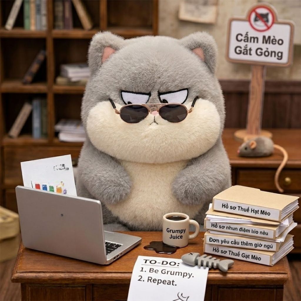 Gấu Bông Mèo Béo Ú Mắt Lườm Vô Tri , Thú Nhồi Bông Mèo Mập Tròn Đáng Yêu Quà Tặng Vui Vẻ Cho Bé,Người Yêu