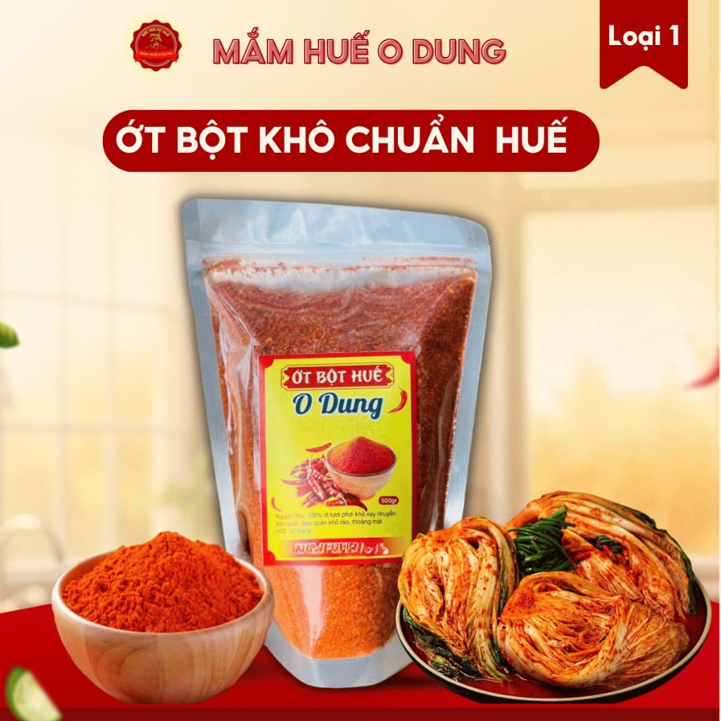 [Loại 1] Ớt Bột Khô Nguyên Chất O Dung Đặc Sản Huế Mịn Đẹp Gia Vị Cay Nồng Chuẩn Vị Huế Hàng