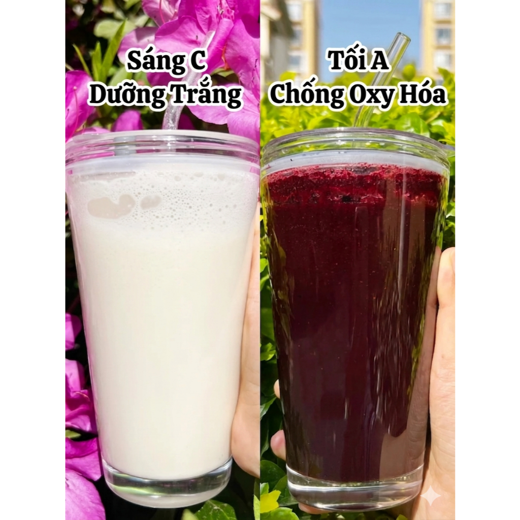 Combo 2 loại sữa hạt trắng da và dưỡng tóc - Sáng C tối A