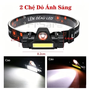Đèn Pin Đội Đầu Siêu Sáng Hfl-03 2 Bóng COB+XPE Pin 18650 Sạc Usb Chống Nước Đèn Pha Tiện Lợi Đi Cắm Trại LED Lighting