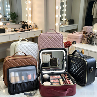 Cốp Đựng Đồ Makeup Da PU Có Gương Đèn LED - Chống Nước Chống Sốc Xách Tay Du Lịch Chuyên Nghiệp[🎁Tặng kính râm]