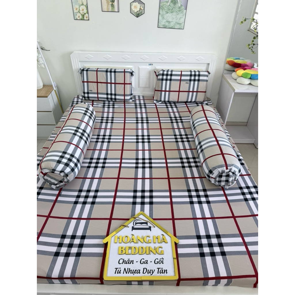 (2 áo ôm dây kéo )bộ ga thun lạnh sọc kem đủ size