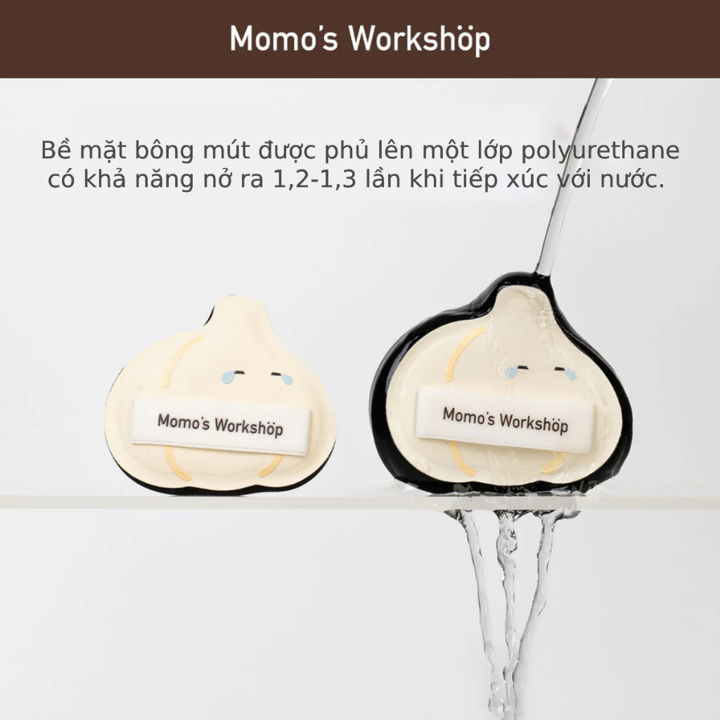 Bông Mút Tán Nền Hình Củ Tỏi Cao Cấp Momo's Workshop Bento Buddies Paopaomi Dewy Puff Cry Baby Garlic (2pcs)