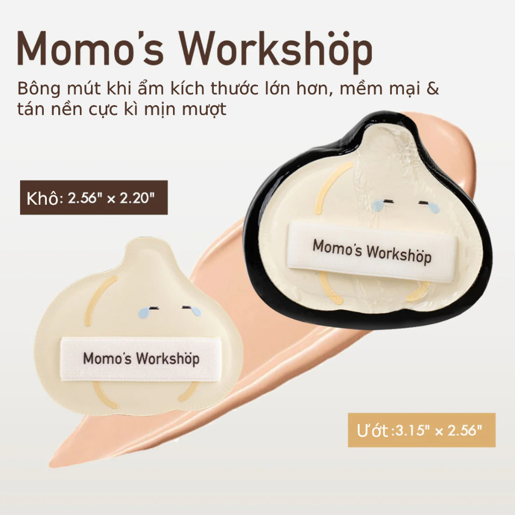 Bông Mút Tán Nền Hình Củ Tỏi Cao Cấp Momo's Workshop Bento Buddies Paopaomi Dewy Puff Cry Baby Garlic (2pcs)