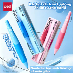 Bút chì bấm Deli chỉnh tư thế cầm bút cho học sinh – lõi 2.0mm, tay cầm silicone 3 điểm, hỗ trợ luyện viết chuẩn nét chữ