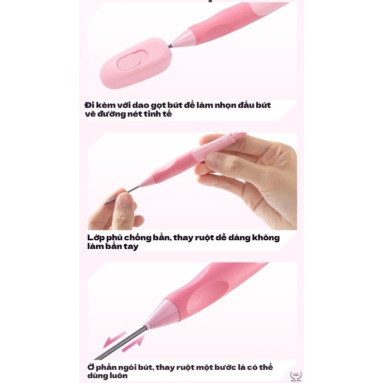 Bút chì bấm Deli chỉnh tư thế cầm bút cho học sinh – lõi 2.0mm, tay cầm silicone 3 điểm, hỗ trợ luyện viết chuẩn nét chữ