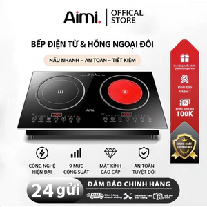 Bếp điện từ hồng ngoại đôi tiết kiệm điện 4800W, công suất lớn, mặt kính cường lực chịu nhiệt chống trầy xước, dùng cho