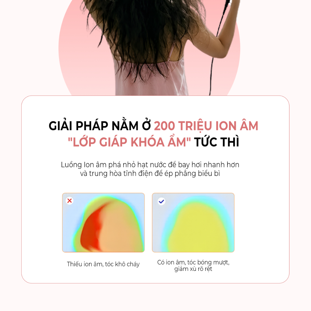 Máy sấy tóc ion âm Hàn Quốc Larma Air giảm xơ rối, sấy nhanh 3 phút, Chip nhiệt NTC không rát da đầu, Bảo Hành 12T