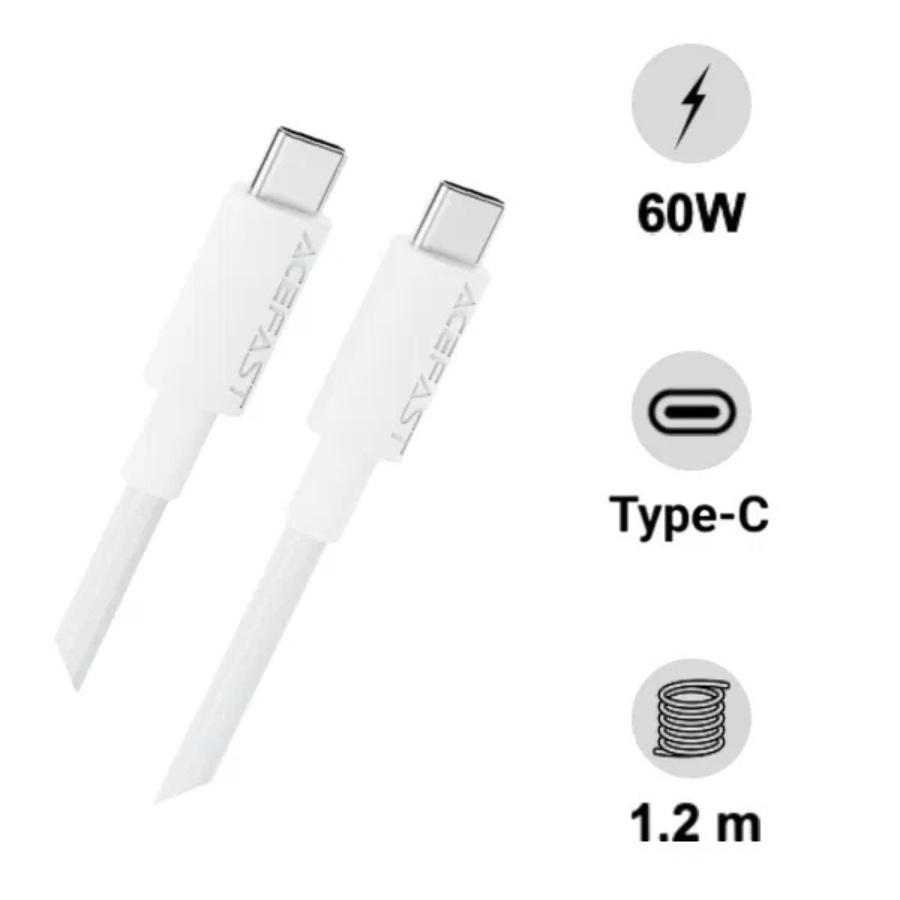 Cáp Sạc Nhanh Type-C To Type-C 60W Acefast C18-03 - 1.2M, Vỏ Dù Siêu Bền - Hàng Chính Hãng