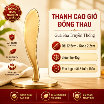 Thanh Cạo Gió Đồng Thau Nguyên Khối - Dụng Cụ Cạo Gió Cổ Vai Gáy, Massage Kinh Lạc Dưỡng Sinh