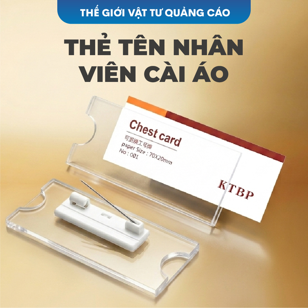 [Combo 20] Thẻ tên nhân viên cài áo BEDO mica - Bảng tên thay nội dung, ghim cài tiện dụng văn phòng