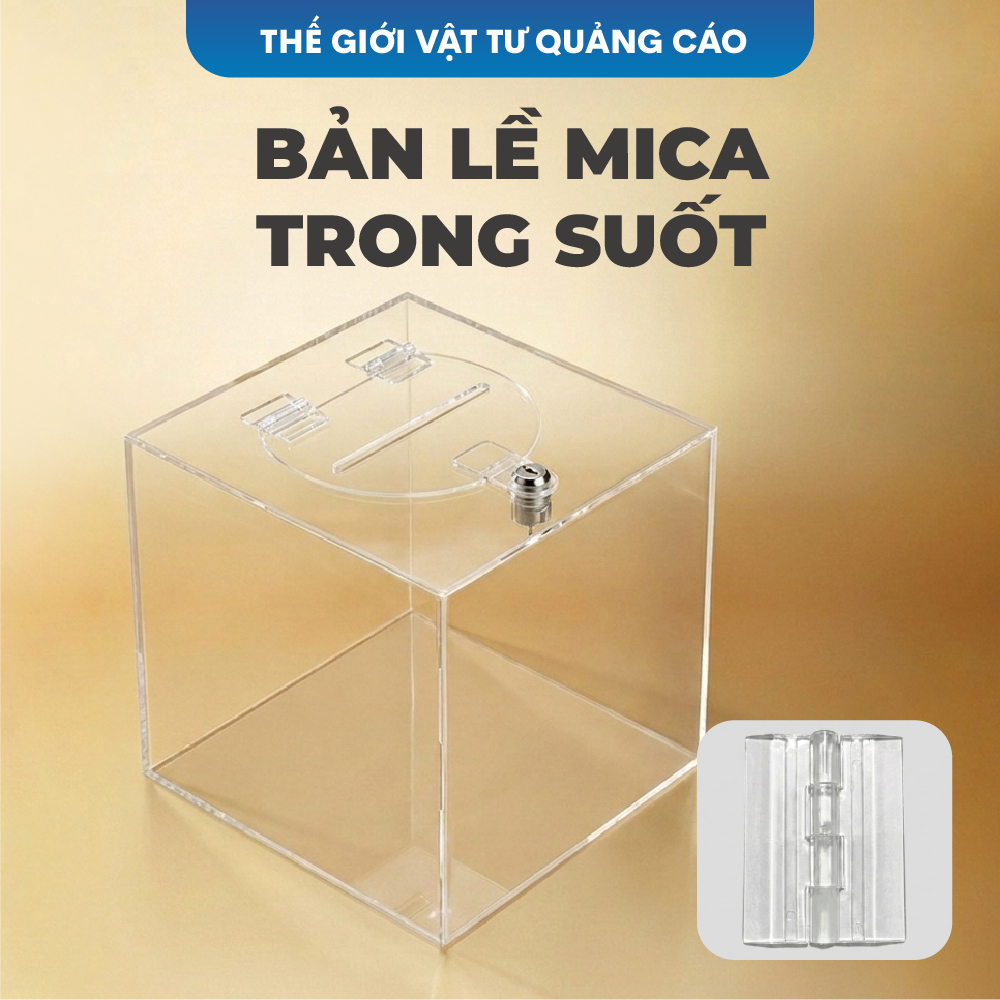 Combo 8 bản lề mica trong suốt BEDO - Gắn cửa hộp mica, hòm thư, hòm phiếu, cửa mica nhỏ gọn bền đẹp