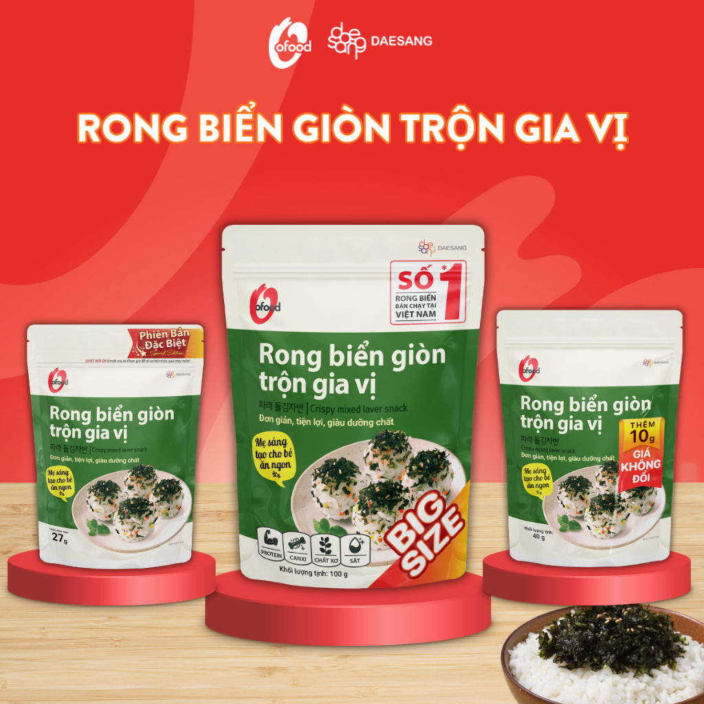 Rong biển giòn trộn gia vị O’food – Vị ngọt vừa ăn, trộn cơm cháo tiện lợi, ngon miệng, đồ ăn vặt ngon