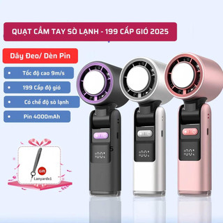 Quạt Mini Tích Điện Cầm Tay Có Sò Lạnh 199 Cấp Gió Có Đèn Pin Trâu Tạo Gió Mát Lạnh Giá Tốt Dùng Bền