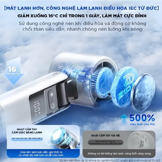 Quạt Mini Tích Điện Cầm Tay Có Sò Lạnh 199 Cấp Gió Có Đèn Pin Trâu Tạo Gió Mát Lạnh Giá Tốt Dùng Bền
