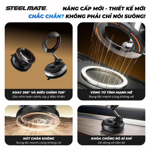 [HỎA TỐC] Giá đỡ điện thoại trên ô tô từ tính V50 - Keo nano siêu bám - Từ tính hút chân không, xoay 360° gấp gọn
