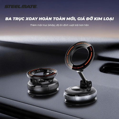 [HỎA TỐC] Giá đỡ điện thoại trên ô tô từ tính V50 - Keo nano siêu bám - Từ tính hút chân không, xoay 360° gấp gọn