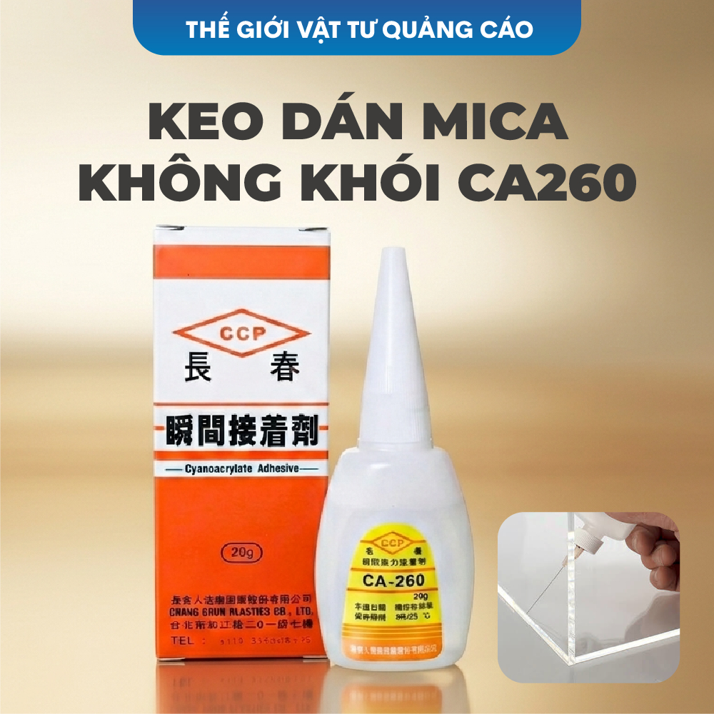 Combo 3 chai Keo CA260 dán mica trong suốt BEDO - Keo không khói, khô nhanh, kết dính mạnh cho mica, nhựa, alu