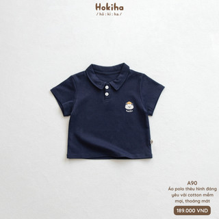 Áo Polo Cộc Tay Mùa Hè Thêu Hình Cho Bé Hokiha Vải Cotton Mềm Mại, Thoáng Mát Size 8-17kg A90