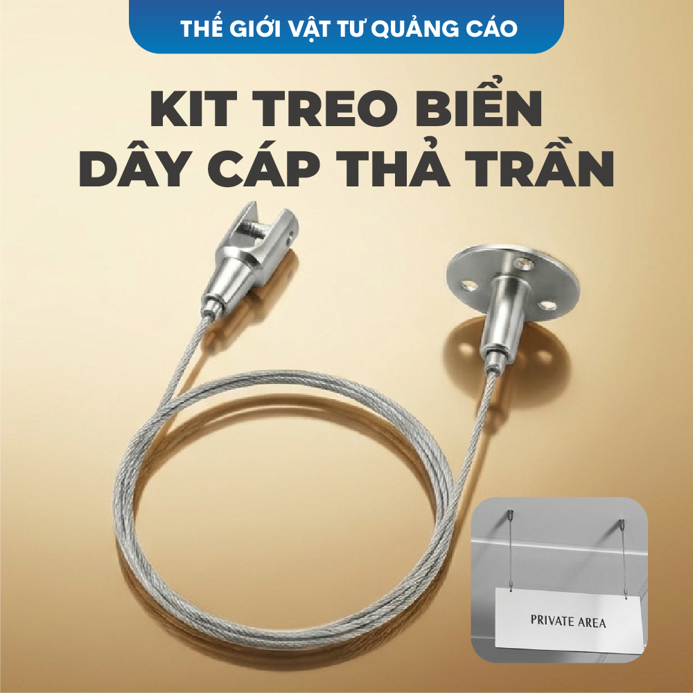 Kit thả trần BEDO dây cáp treo biển, tranh ảnh, bảng quảng cáo chịu lực cao, lắp đặt chắc chắn