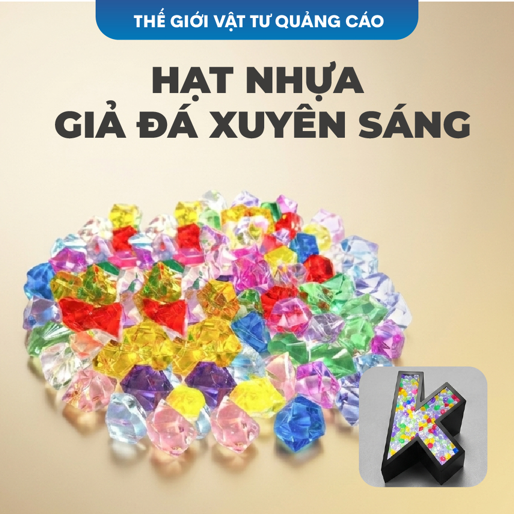 Hạt nhựa giả đá Acrylic BEDO xuyên sáng, hạt trang trí chữ nổi, hồ cá, epoxy resin, decor cao cấp
