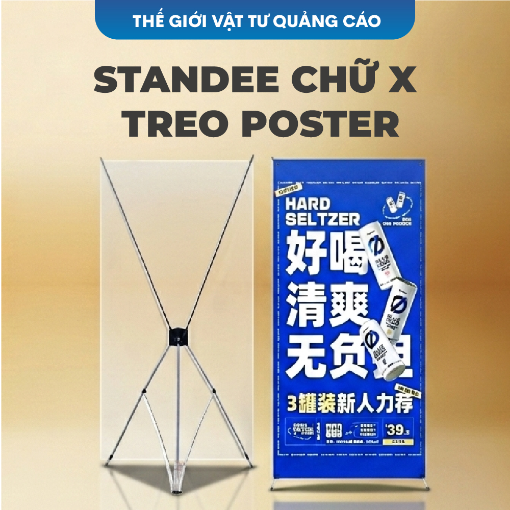 Standee chữ X BEDO chân cường lực cao cấp - Khung treo poster 0.6x1.6 / 0.8x1.8m, chắc chắn, dễ lắp