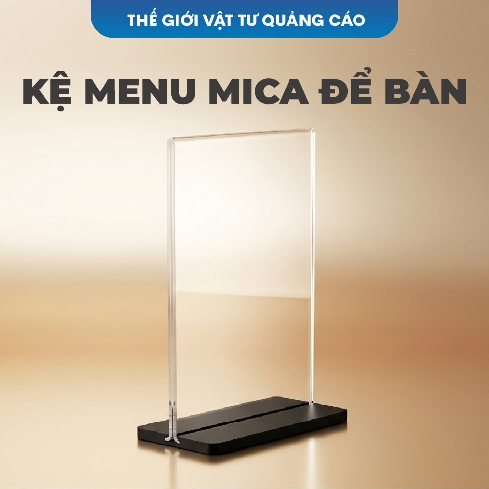 Kệ menu mica BEDO để bàn - Khung bảng giá, bảng QR, trưng bày trong suốt A4 A5 A6 nhiều kích thước