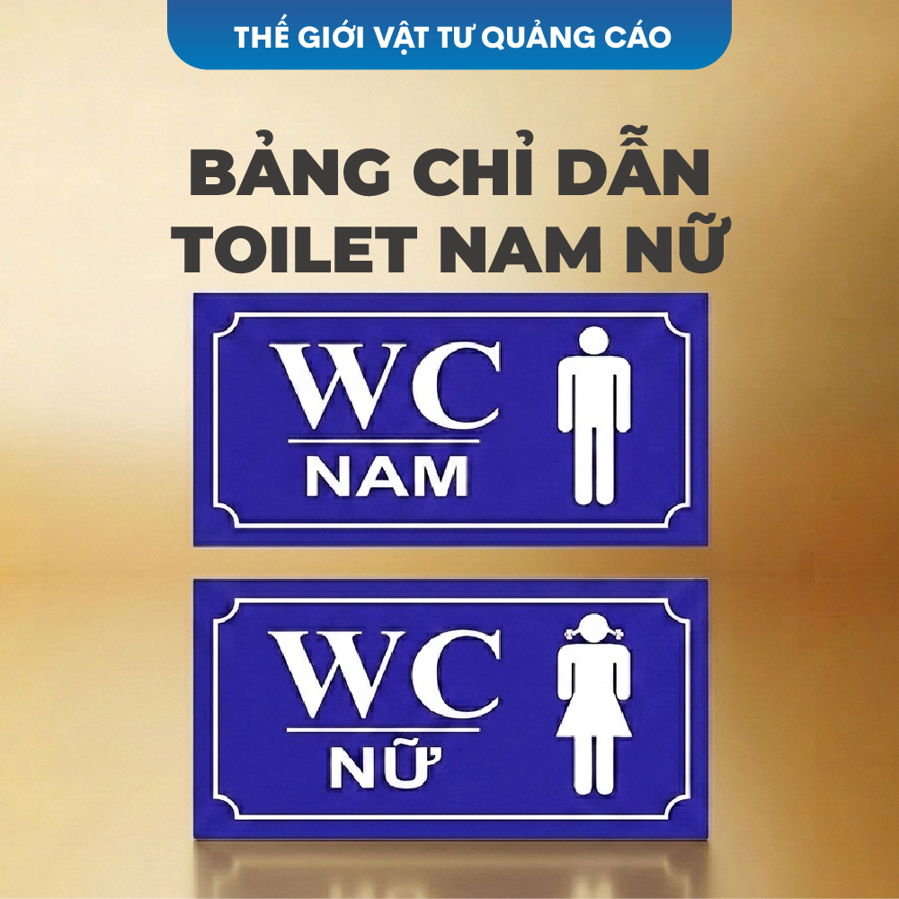 Biển WC nam nữ mica BEDO - Bảng chỉ dẫn nhà vệ sinh, biển toilet dán tường cho văn phòng, cửa hàng