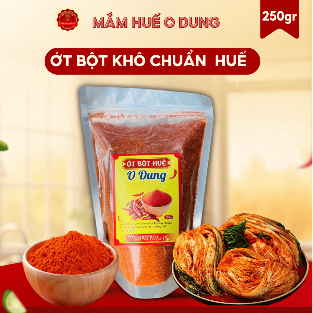 [250Gr] Ớt Bột Khô Nguyên Chất O Dung Đặc Sản Huế Mịn Đẹp Gia Vị Cay Nồng Chuẩn Vị Huế Hàng Loại 1
