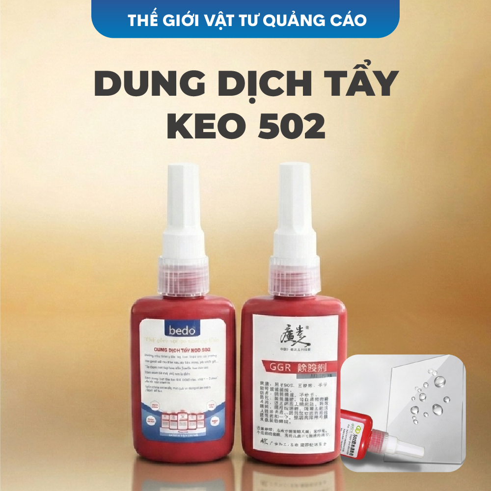 Dung dịch tẩy keo 502 BEDO - Nước tẩy keo chuyên dụng trên Mica, nhựa, gỗ, kim loại không làm hư hại bề mặt (Lọ 10ml)