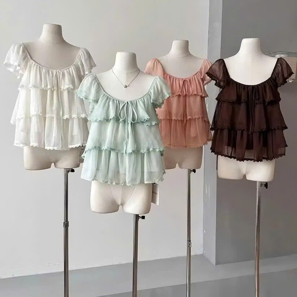 ÁO von tơ 3 tầng cánh tiên phối ren siêu mát phong cách tiểu thư cho nàng