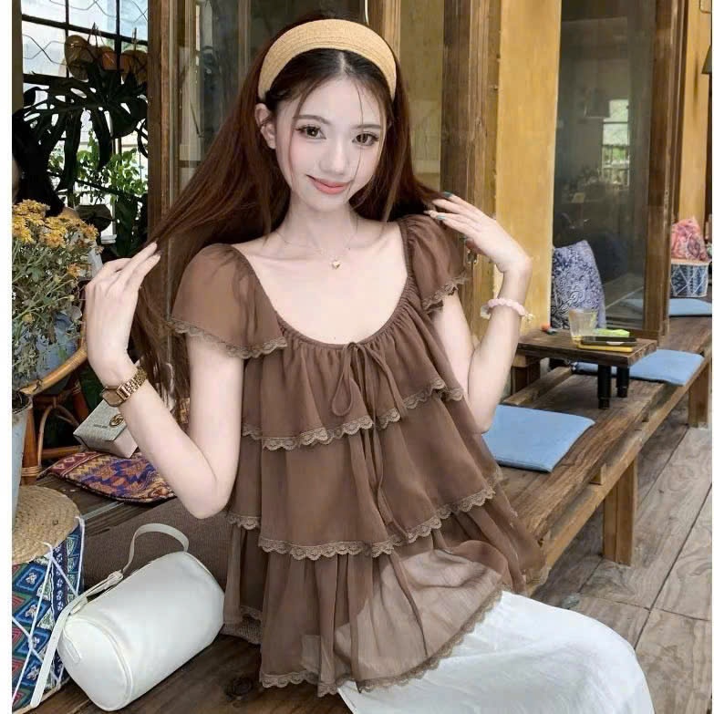 ÁO von tơ 3 tầng cánh tiên phối ren siêu mát phong cách tiểu thư cho nàng