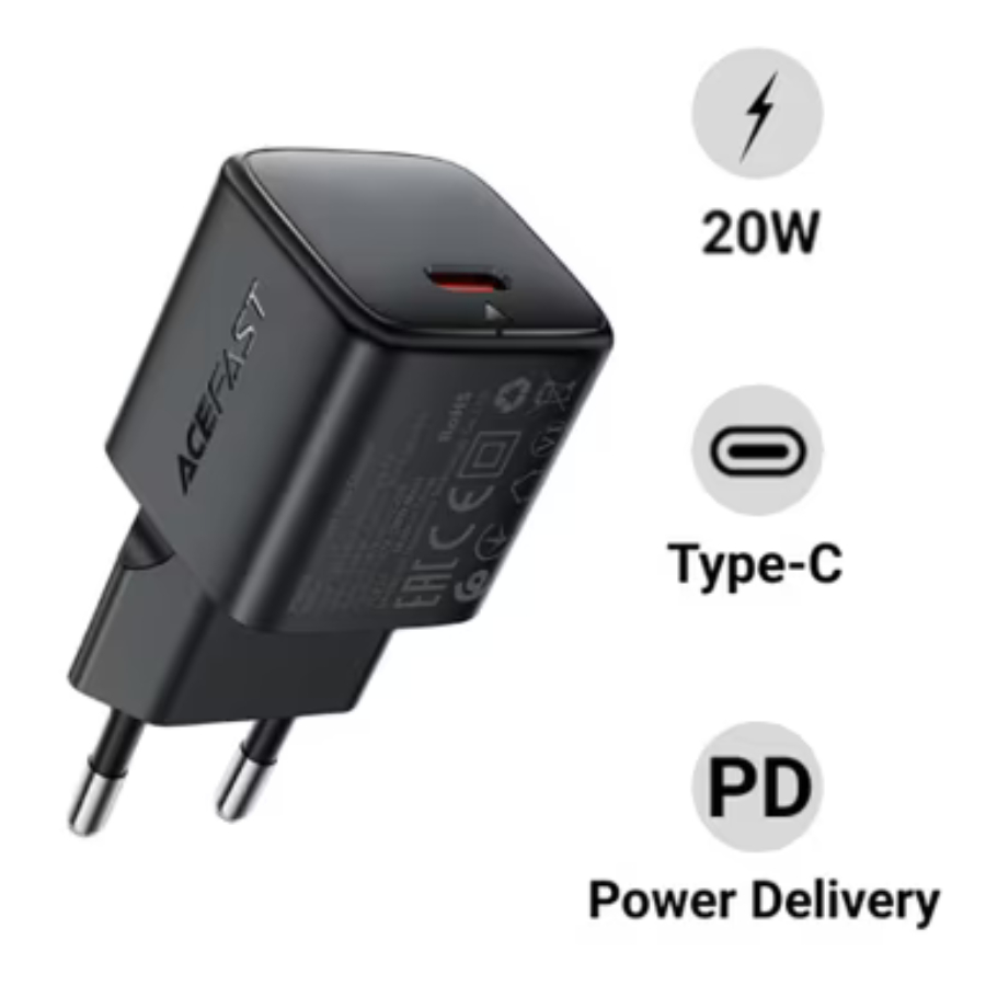 Củ Sạc Nhanh Acefast GaN 20W Acefast A117 - Cổng Type-C, Hỗ Trợ Sạc PD3.0 / PPS- Hàng Chính Hãng