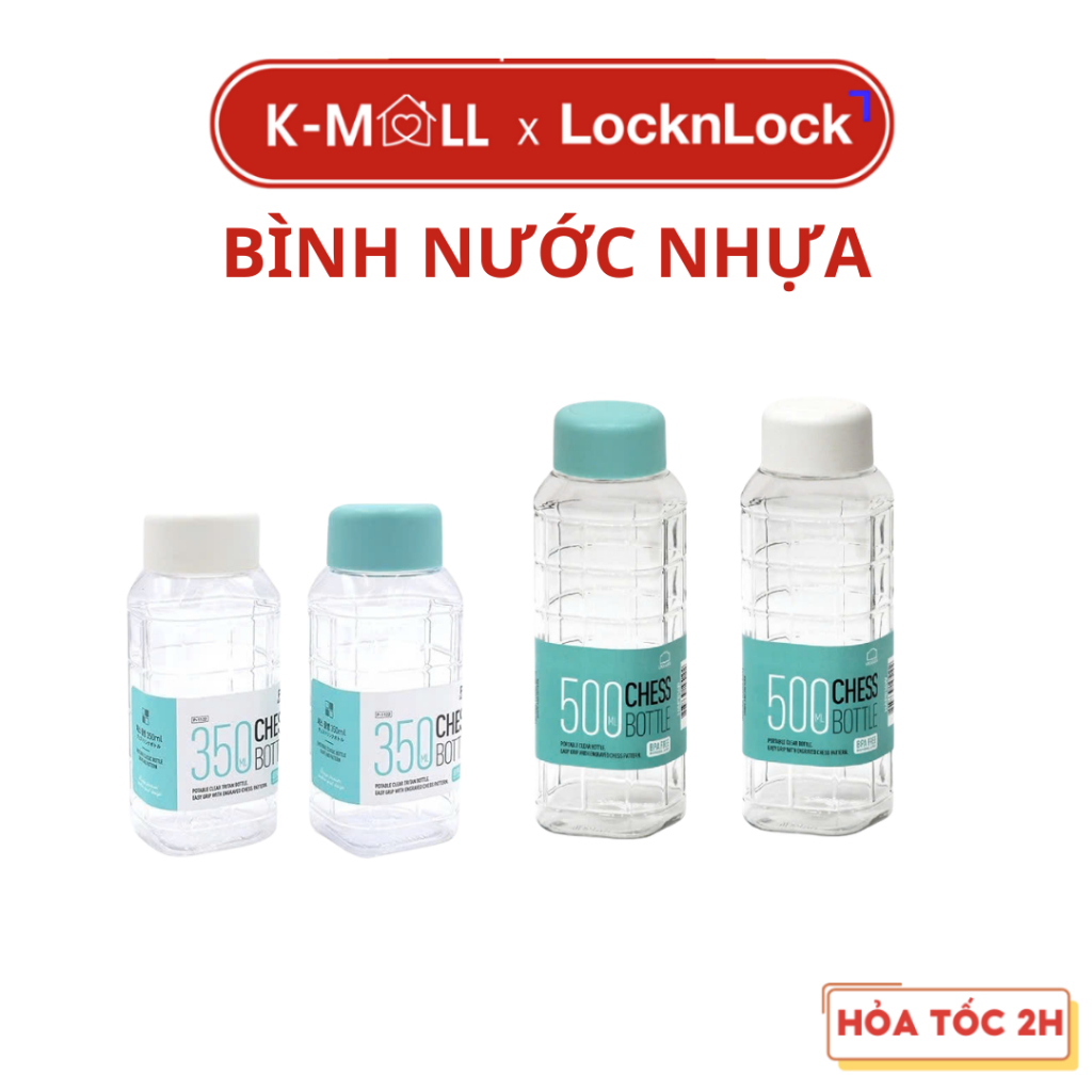 Bình Nước Nhựa LocknLock Chess Bottle PET BPA Free HAP815 (350ml) HAP816 (500ml) Màu Trắng/Xanh - K-MALL