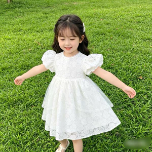 Váy bé gái 1-10Y (9-43kg) SK0825 màu trắng hoa ren – chất boi lót mềm mại, đầm công chúa xinh xắn