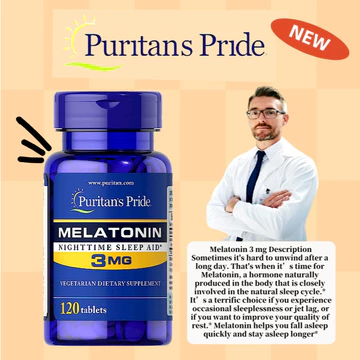 Puritan's Pride Melatonin 3mg 120 viên Hỗ trợ ngủ ngon, dễ ngủ, giảm căng thẳng