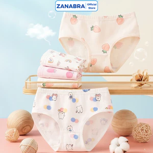 Set 4 Quần Lót Bé Gái Dáng Tam Giác - Quần Chip Trẻ Em Bé Gái Cotton Co Giãn ZANABRA L7000