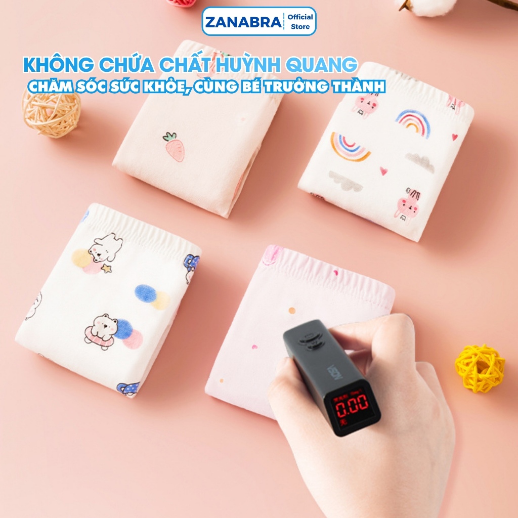 Combo 4 Quần Lót Bé Gái Chất Cotton Mềm, Quần Chip Trẻ Em Đáy May 2 Lớp Kháng Khuẩn ZANABRA L7000